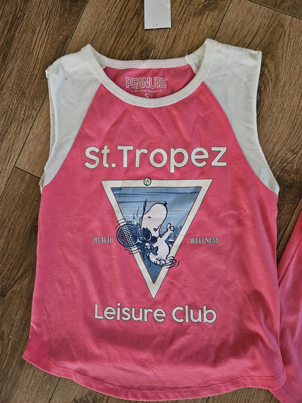 Peanuts Pink & White St. Tropez Snoopy Tank Top